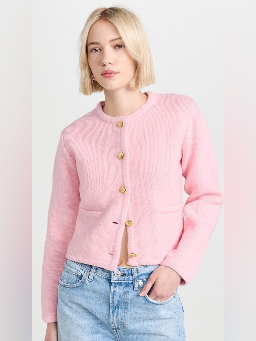 NWT English Factory Pink Knit Button-Front Cardigan Sweater Large